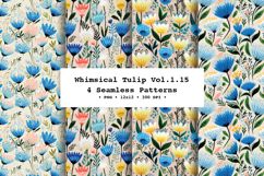 Whimsical Tulip Seamless Pattern Vol.1.15 - 4 PNG Product Image 1