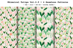 Whimsical Tulips Seamless Pattern Vol.2.9 - 4 PNG Product Image 1