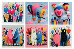 Whimsical Valentine Digital Paper,40 High Quality PNG &amp; JPEG Product Image 5