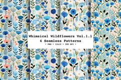 Whimsical Wildflowers Seamless Pattern Vol.1.1 - 4 PNG Product Image 1