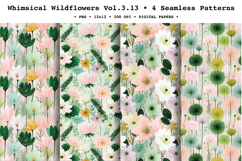 Whimsical Wildflowers Seamless Pattern Vol.3.13 - 4 PNG Product Image 1