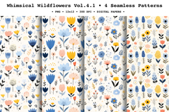 Whimsical Wildflowers Seamless Pattern Vol.4.1 - 4 PNG Product Image 1