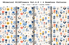 Whimsical Wildflowers Seamless Pattern Vol.4.8 - 4 PNG Product Image 1