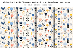 Whimsical Wildflowers Seamless Pattern Vol.4.9 - 4 PNG Product Image 1