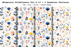 Whimsical Wildflowers Seamless Pattern Vol.4.13 - 4 PNG Product Image 1