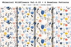 Whimsical Wildflowers Seamless Pattern Vol.4.15 - 4 PNG Product Image 1