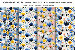 Whimsical Wildflowers Seamless Pattern Vol.5.1 - 4 PNG Product Image 1