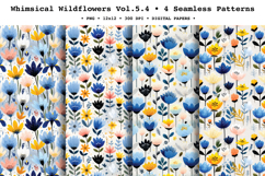 Whimsical Wildflowers Seamless Pattern Vol.5.4 - 4 PNG Product Image 1