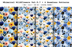 Whimsical Wildflowers Seamless Pattern Vol.5.7 - 4 PNG Product Image 1