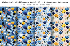 Whimsical Wildflowers Seamless Pattern Vol.5.10 - 4 PNG Product Image 1