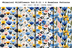 Whimsical Wildflowers Seamless Pattern Vol.5.11 - 4 PNG Product Image 1