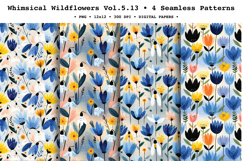 Whimsical Wildflowers Seamless Pattern Vol.5.13 - 4 PNG Product Image 1