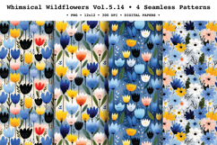 Whimsical Wildflowers Seamless Pattern Vol.5.14 - 4 PNG Product Image 1
