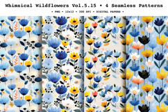 Whimsical Wildflowers Seamless Pattern Vol.5.15 - 4 PNG Product Image 1