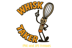 Whisk Risk Taker Pun Logo Slogan Illustration PNG Cartoon