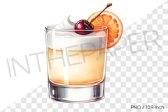 Classic Whiskey Sour cocktail with orange wheel PNG Clipart Product Image 1