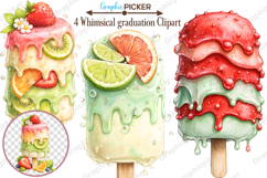 Whimsical Summer Ice Cream Clipart, Whimsical Summer Clipart Product Image 1