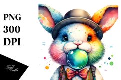 Vibrant Bunny Blowing Chewing Gum | Sublimation | Clipart Product Image 3