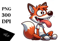 Goofy Fox with Tongue-Out PNG Product Image 1