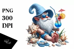 Gnome Silling Beach Wear Holding Cocktail | Sublimation | Product Image 1