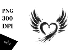 Simple Paintbrush Heart with Wings PNG Product Image 1