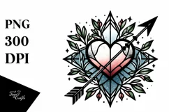 Stained Heart with Arrow, PNG Product Image 1
