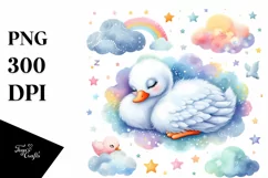 Colorful Baby Swan Sleeping with Stars and Clouds Product Image 3