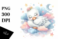 Colorful Baby Swan Sleeping with Stars and Clouds Product Image 3