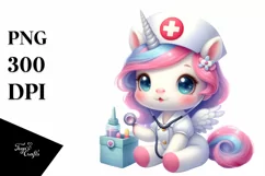 Cute Baby Unicorn Nurse Clipart Product Image 3