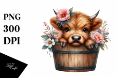 Cute Baby Highland Cow, PNG Product Image 1