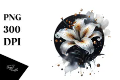 Abstract Lily with Golden Insertions, PNG Product Image 1