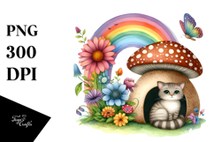 Watercolor Cat House Illustration Product Image 1
