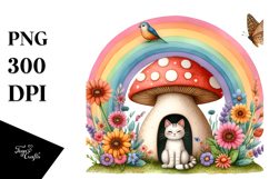 Watercolor Cat House Scene Product Image 1