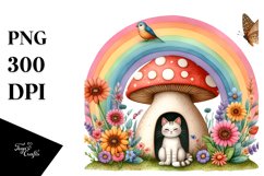 Watercolor Cat House Scene Product Image 3