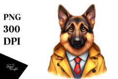German Shepherd Tie Raincoat Clipart Product Image 1