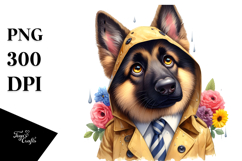 German Shepherd Tie Raincoat Clipart Product Image 1