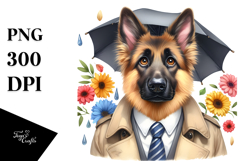 German Shepherd Tie Raincoat Clipart Product Image 1