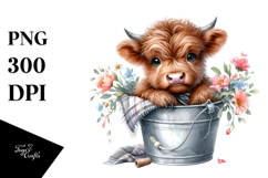Cute Baby Cow from Bucket, Transparent PNG Product Image 1