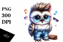 Excited Baby Owl Sitting, Transparent PNG Product Image 1