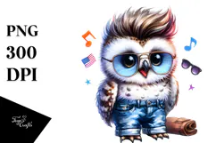 Excited Baby Owl Sitting, Transparent PNG Product Image 1