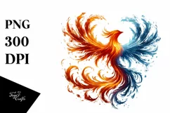 Simple Pheonix Bird in Fire and Ice, Transparent PNG Product Image 1