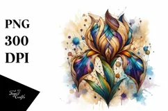 Abstract Wooden Iris | Watercolor Splash Clipart Product Image 1