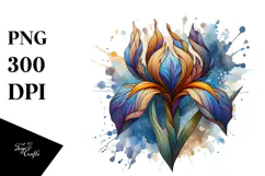 Abstract Wooden Iris | Watercolor Splash Clipart Product Image 1