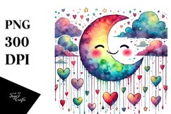Colorful Moon with Hearts, Transparent PNG Product Image 1