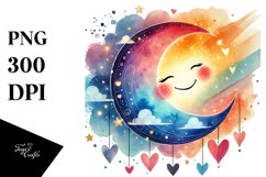 Smiling Moon with Hearts, PNG Product Image 1