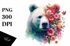 Vibrant Bear made of Flowers | Sublimation | Clipart Product Image 1