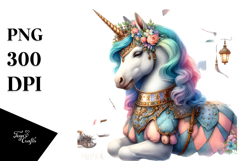 Colorful Unicorn in Medieval Festival PNG Product Image 1