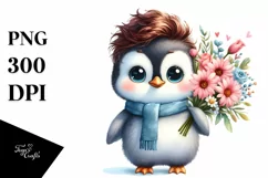 Cute Baby Penguin Flower Clipart Product Image 3