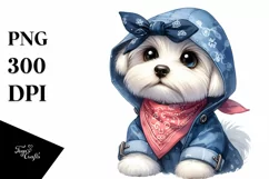 Baby Maltese Bandana Raincoat Clipart Product Image 1