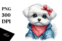 Baby Maltese Bandana Raincoat Clipart Product Image 1